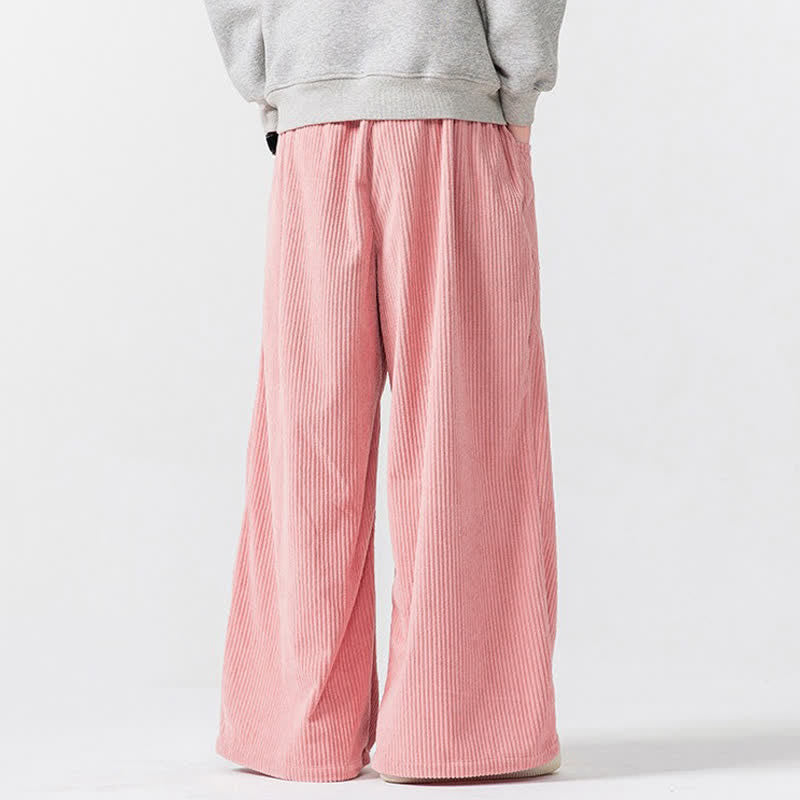 Buddha Stones Fall Winter Casual Drawstring Solid Long Pants Corduroy Men's Wide Leg Pants With Pockets - image 13