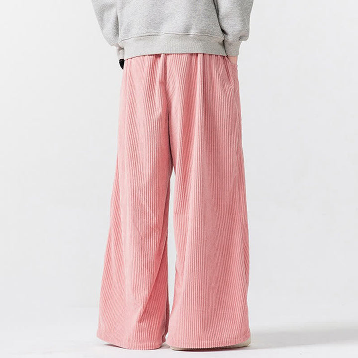 Buddha Stones Fall Winter Casual Drawstring Solid Long Pants Corduroy Men's Wide Leg Pants With Pockets - image 13
