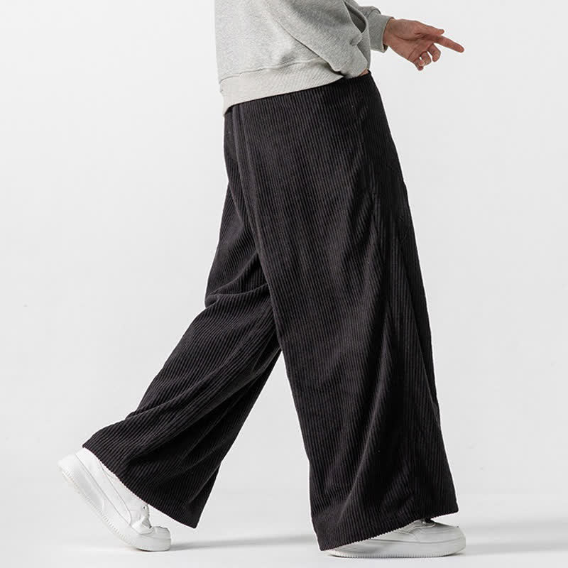 Buddha Stones Fall Winter Casual Drawstring Solid Long Pants Corduroy Men's Wide Leg Pants With Pockets - image 32