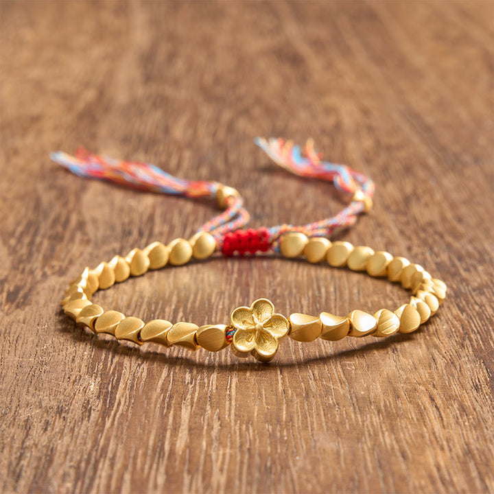 Buddha Stones Tibetan Copper Beads Peach Blossom Flower Colorful String Bracelet - image 3