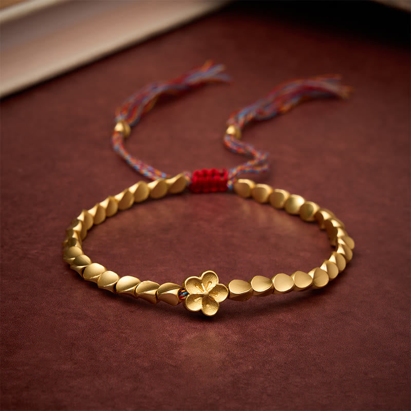 Buddha Stones Tibetan Copper Beads Peach Blossom Flower Colorful String Bracelet - image 1