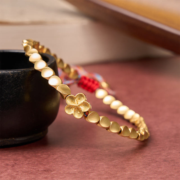 Buddha Stones Tibetan Copper Beads Peach Blossom Flower Colorful String Bracelet - image 5