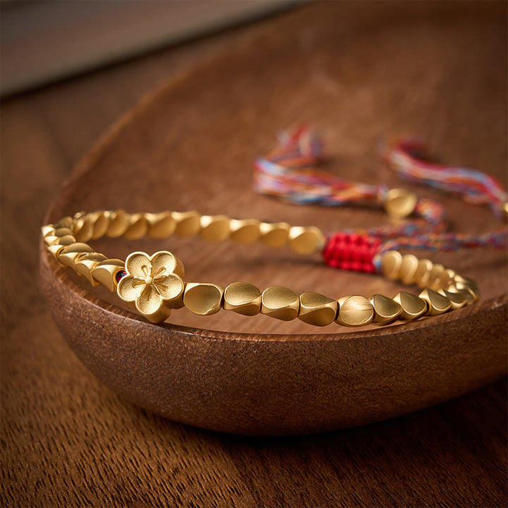 Buddha Stones Tibetan Copper Beads Peach Blossom Flower Colorful String Bracelet - image 2