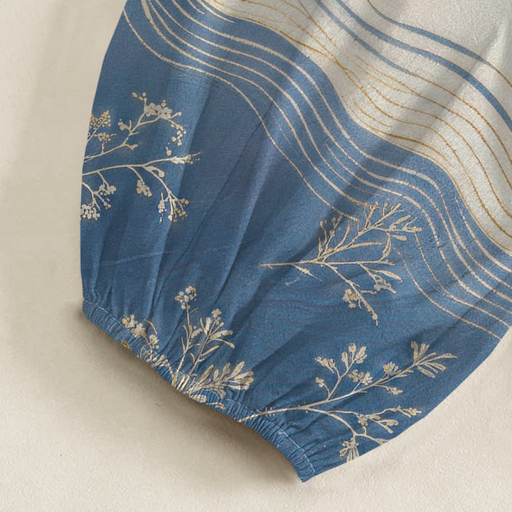 Buddha Stones Cotton Lotus Wave Pattern Women's Elastic Waist Harem Pants With Side Pockets - image 6