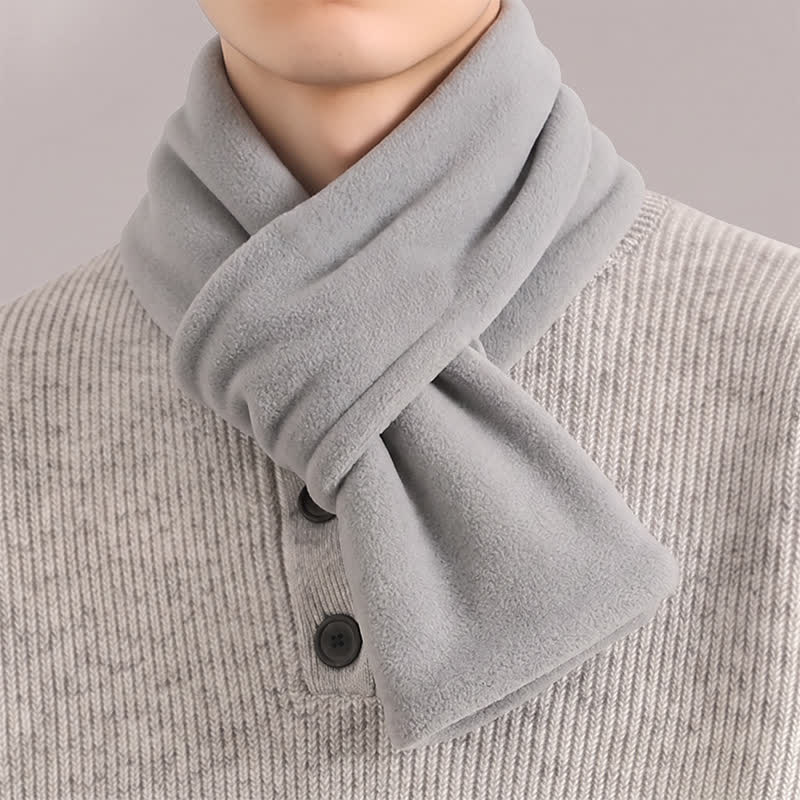 Buddha Stones Fall Winter Plush Cross Front Neck Warmer Minimalist Men's Scarf - LightGray - image 4