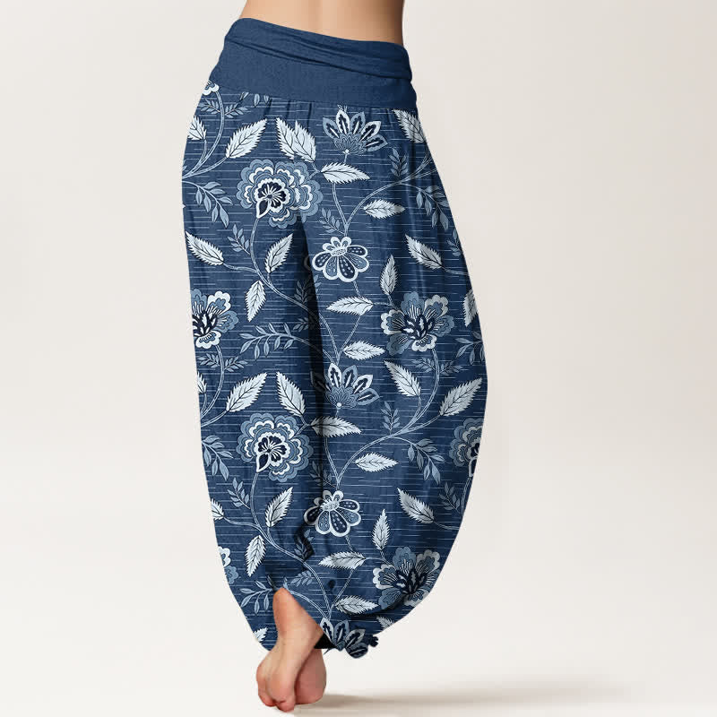 Buddha Stones Cotton Vintage Floral Vine Pattern Women's Elastic Waist Harem Pants - image 10