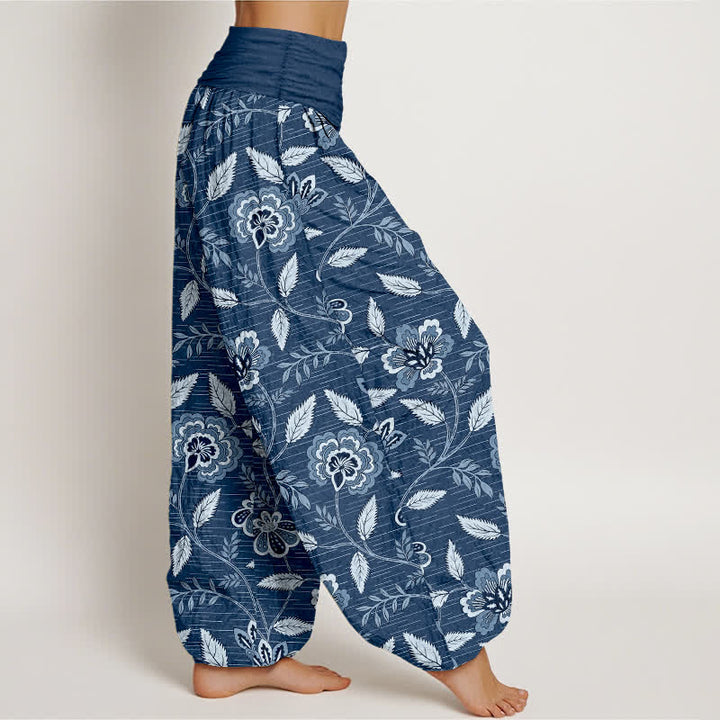 Buddha Stones Cotton Vintage Floral Vine Pattern Women's Elastic Waist Harem Pants - image 9