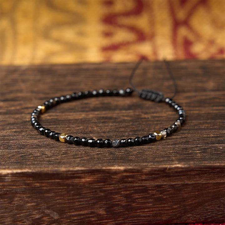 Buddha Stones Dark Brown Striped Agate Braided Adjustable Grounding Bracelet - image 3