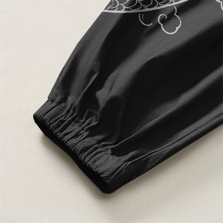 Buddha Stones Pure Cotton Dragon Cloud Pattern Drawstring Men's Harem Pants With Pockets - image 4