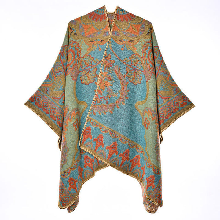 Buddha Stones Fall Winter Vintage Garden Floral Geometric Border Women's Shawl - image 3