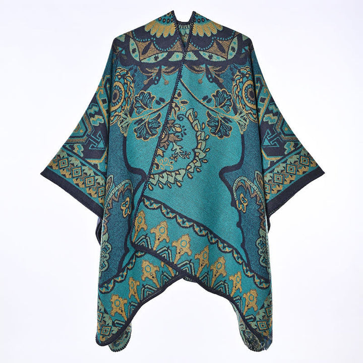 Buddha Stones Fall Winter Vintage Garden Floral Geometric Border Women's Shawl - image 7