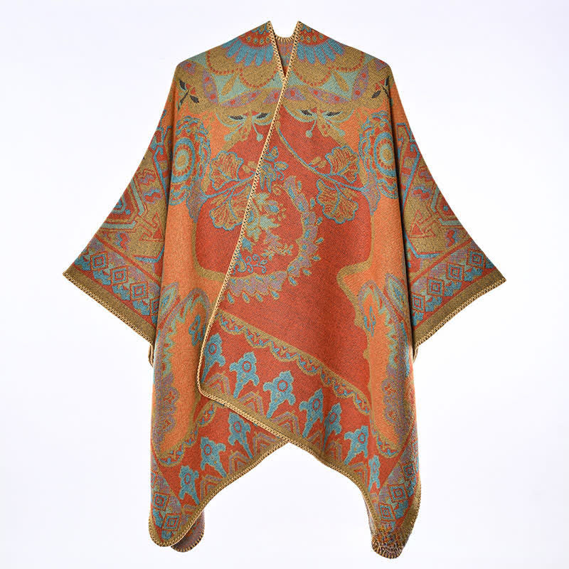 Buddha Stones Fall Winter Vintage Garden Floral Geometric Border Women's Shawl - image 5