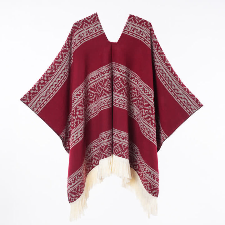 Buddha Stones Fall Winter Boho Geometric Stripe Tassel Women's Shawl - image 20