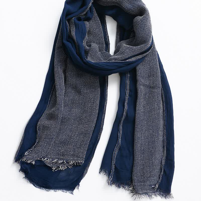 Buddha Stones Spring Fall Two-Colored Woven Tassel Men's Scarf - image 2