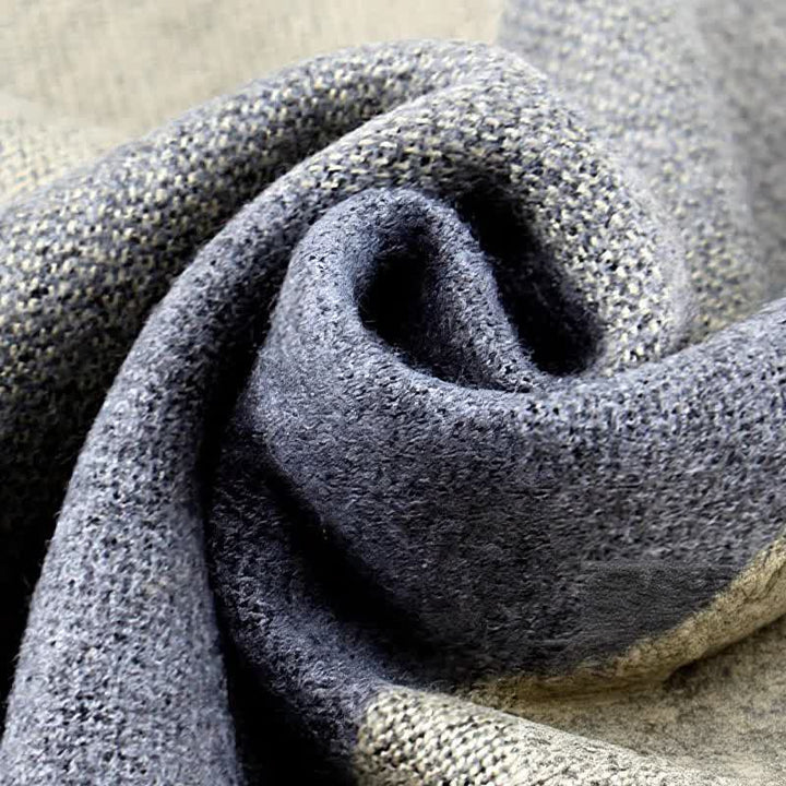 Buddha Stones Fall Winter Classic Charcoal Stripe Fringe Men's Scarf - image 15