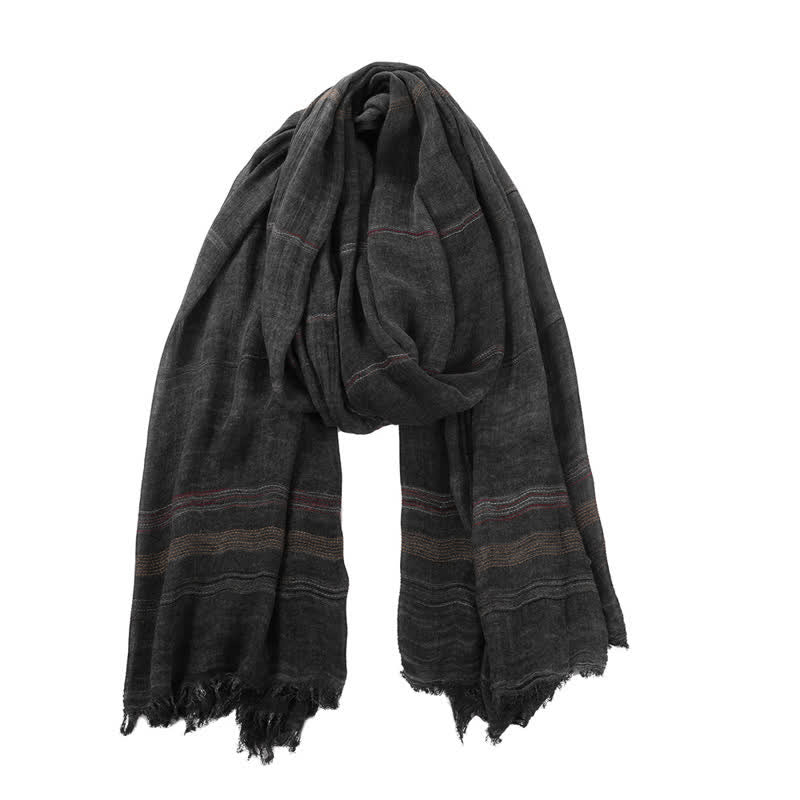 Buddha Stones Spring Fall Vintage Striped Tassel Travel Men's Scarf - image 3