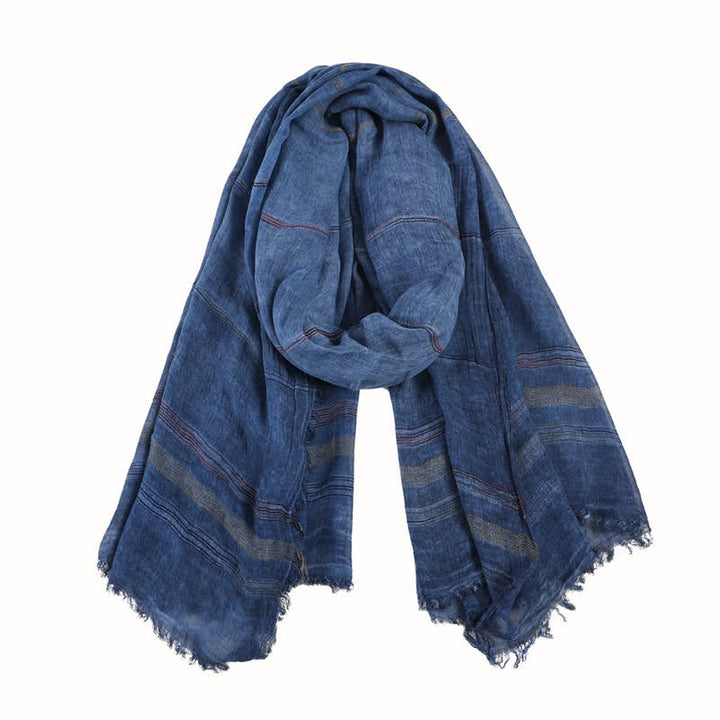 Buddha Stones Spring Fall Vintage Striped Tassel Travel Men's Scarf - image 9