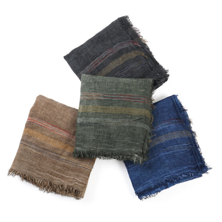 Buddha Stones Spring Fall Vintage Striped Tassel Travel Men's Scarf - image 10
