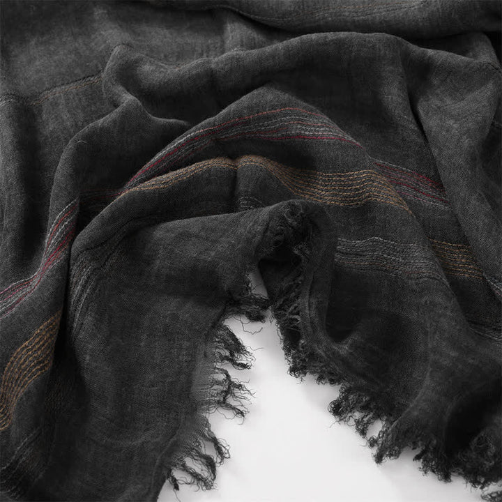 Buddha Stones Spring Fall Vintage Striped Tassel Travel Men's Scarf - image 4