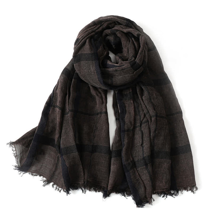 Buddha Stones Spring Fall Urban Plaid Lightweight Fringe Men's Scarf - image 17