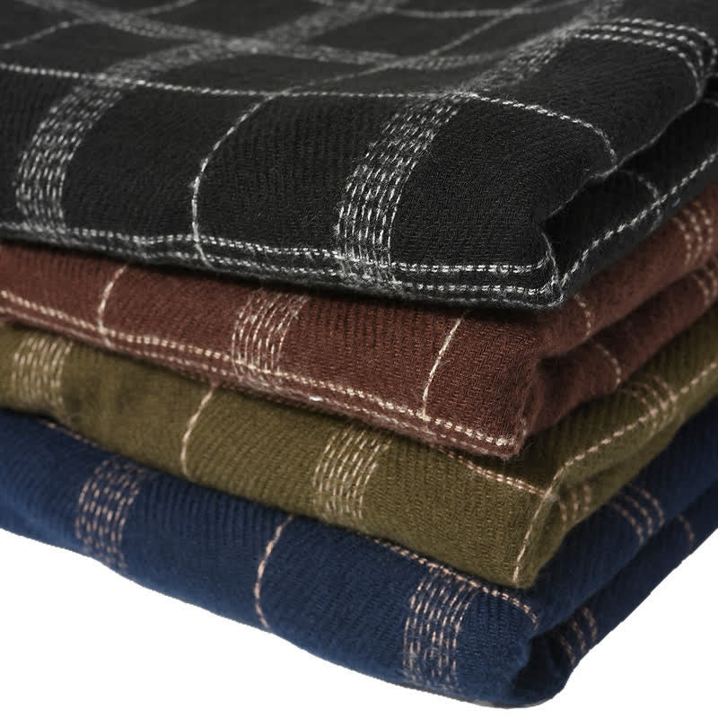 Buddha Stones Fall Winter Plaid Fringe Cozy Knit Men's Scarf - image 13