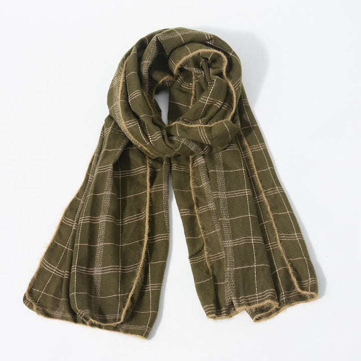 Buddha Stones Fall Winter Plaid Fringe Cozy Knit Men's Scarf - image 8