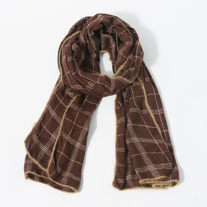 Buddha Stones Fall Winter Plaid Fringe Cozy Knit Men's Scarf - image 11