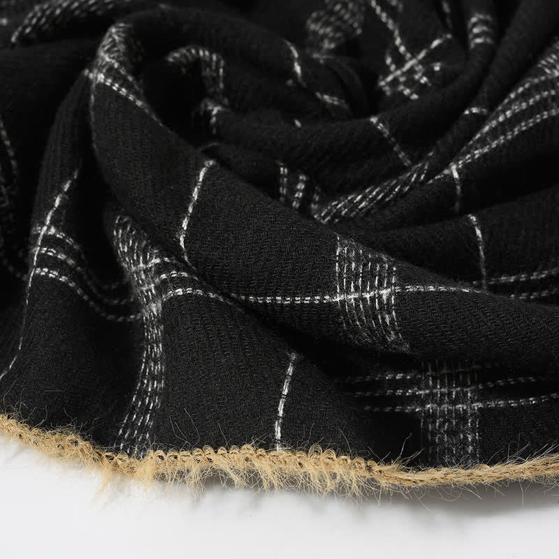 Buddha Stones Fall Winter Plaid Fringe Cozy Knit Men's Scarf - image 3
