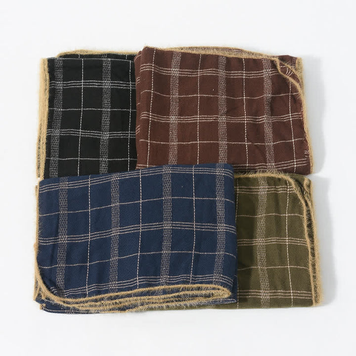 Buddha Stones Fall Winter Plaid Fringe Cozy Knit Men's Scarf - image 14