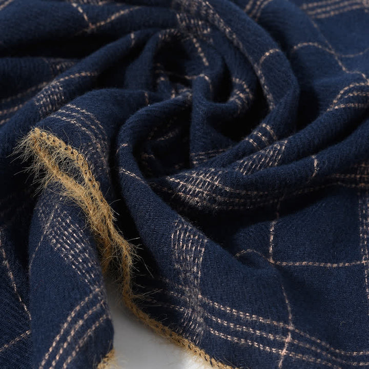 Buddha Stones Fall Winter Plaid Fringe Cozy Knit Men's Scarf - image 6