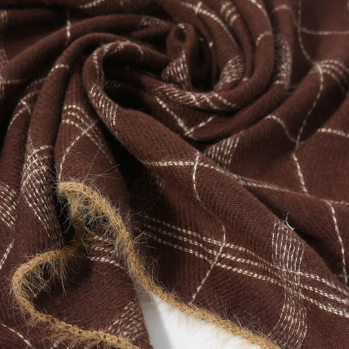 Buddha Stones Fall Winter Plaid Fringe Cozy Knit Men's Scarf - image 12