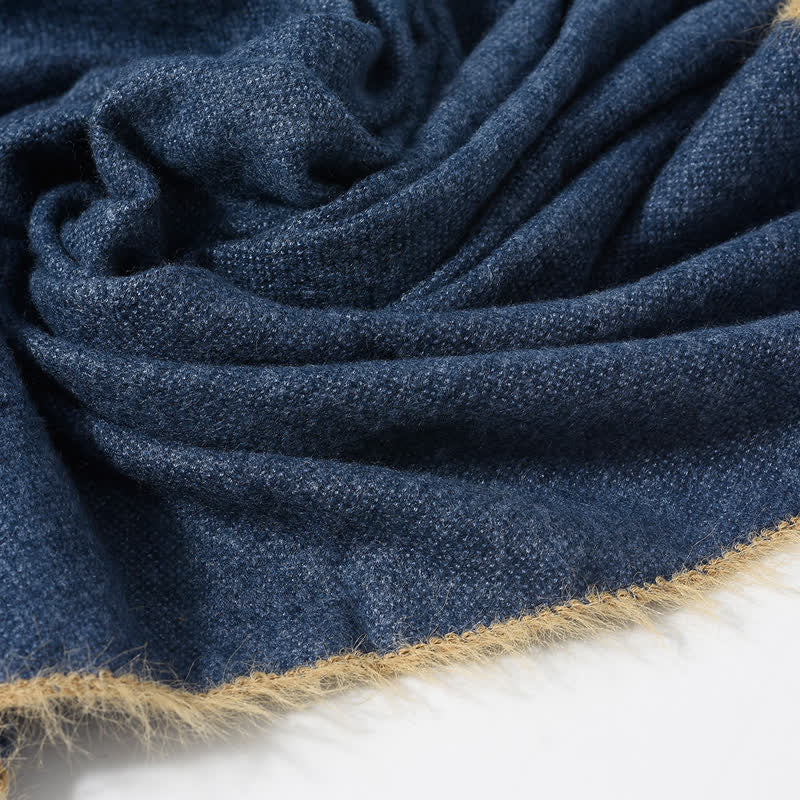 Buddha Stones Fall Winter Soft Drape Fringe Edge Men's Scarf - image 6