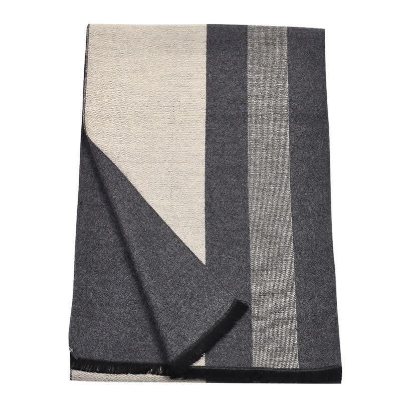 Buddha Stones Fall Winter Color Block Stripe Tassel Cozy Men's Scarf - image 2
