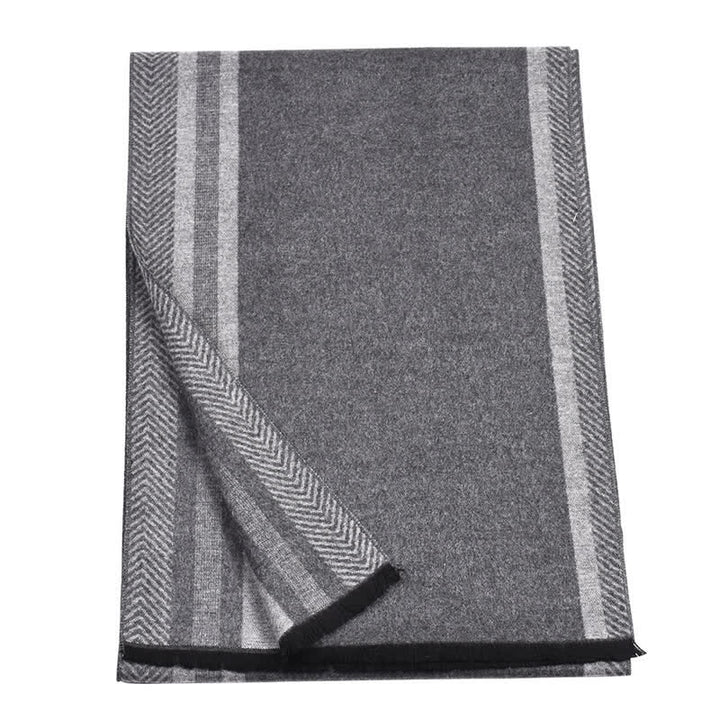 Buddha Stones Fall Winter Minimalist Striped Edge Cozy Tassel Men's Scarf - image 2