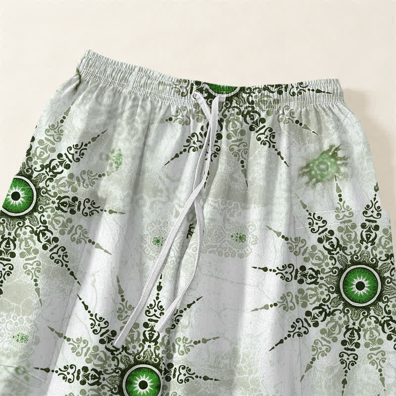 Buddha Stones Cotton Bohemian Geometric Medallion Pattern Women's Elastic Waist Harem Pants With Side Pockets - image 5