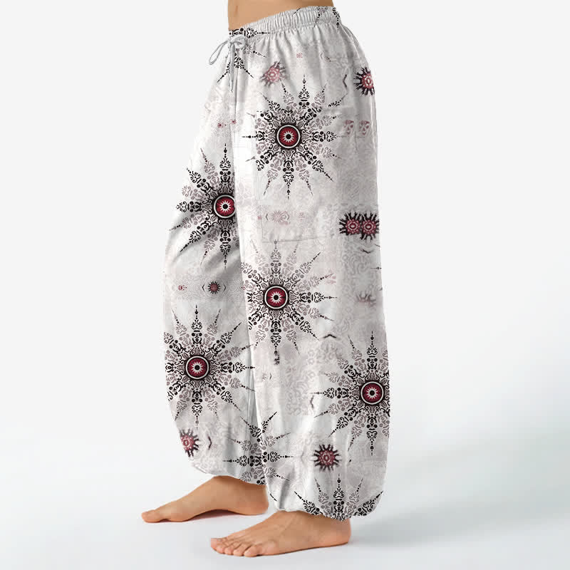 Buddha Stones Cotton Bohemian Geometric Medallion Pattern Women's Elastic Waist Harem Pants With Side Pockets - image 8