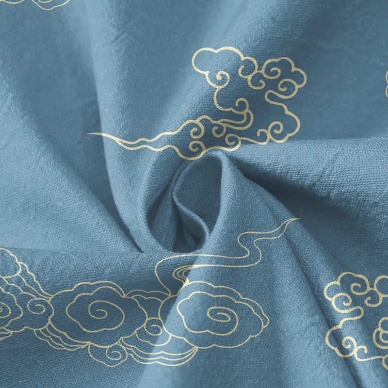 Buddha Stones Cotton Cloud Crane Print Hanfu Style Wrap V-Neck Lace-up Women's Long Sleeve Shirts Kimono - image 4
