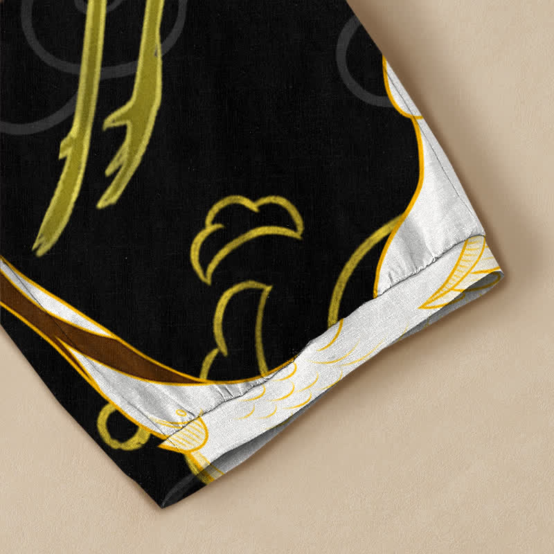 Buddha Stones Cotton Oriental Crane Blossom Pattern Pleated Elastic Waist Women's Harem Pants With Pockets - image 5