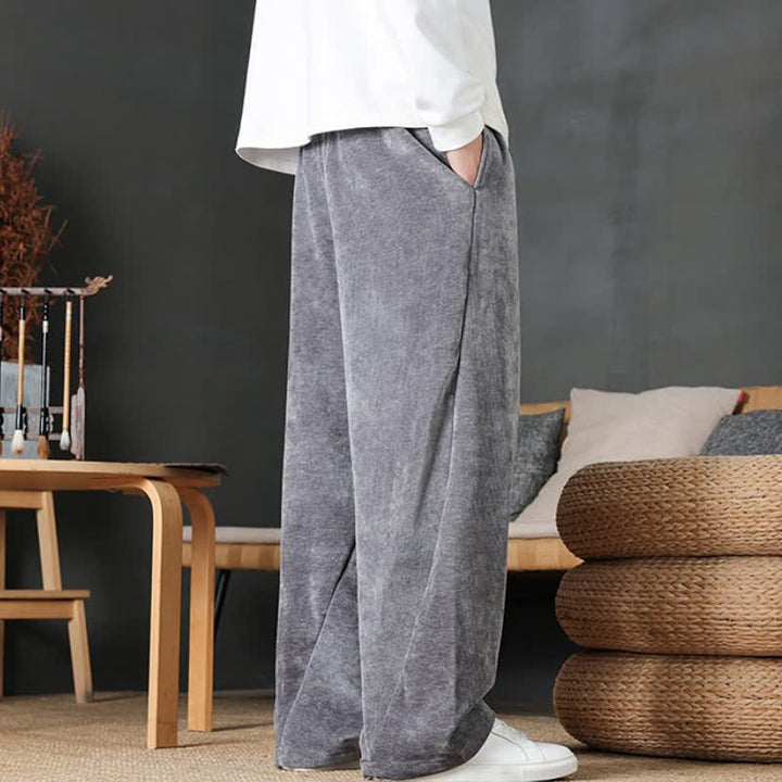Buddha Stones Fall Winter Casual Drawstring Solid Color Long Pants Men's Straight Leg Pants With Pockets - image 24