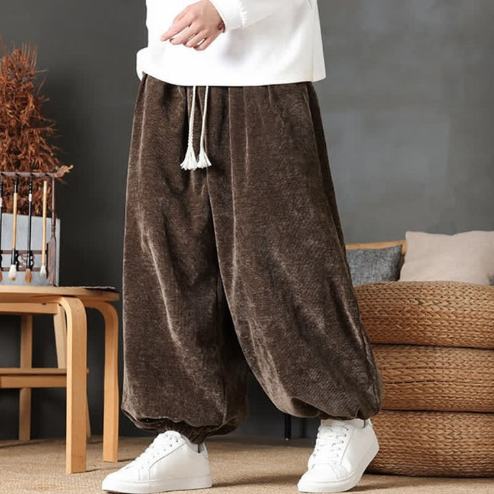 Buddha Stones Fall Winter Casual Vintage Drawstring Solid Ankle Pants Men's Straight Leg Pants With Pockets - image 5