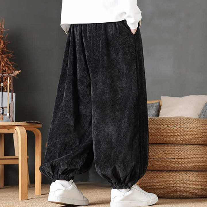 Buddha Stones Fall Winter Casual Vintage Drawstring Solid Ankle Pants Men's Straight Leg Pants With Pockets - image 15