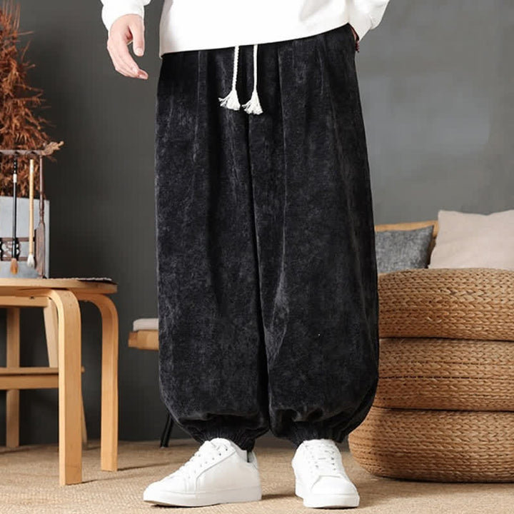 Buddha Stones Fall Winter Casual Vintage Drawstring Solid Ankle Pants Men's Straight Leg Pants With Pockets - image 16