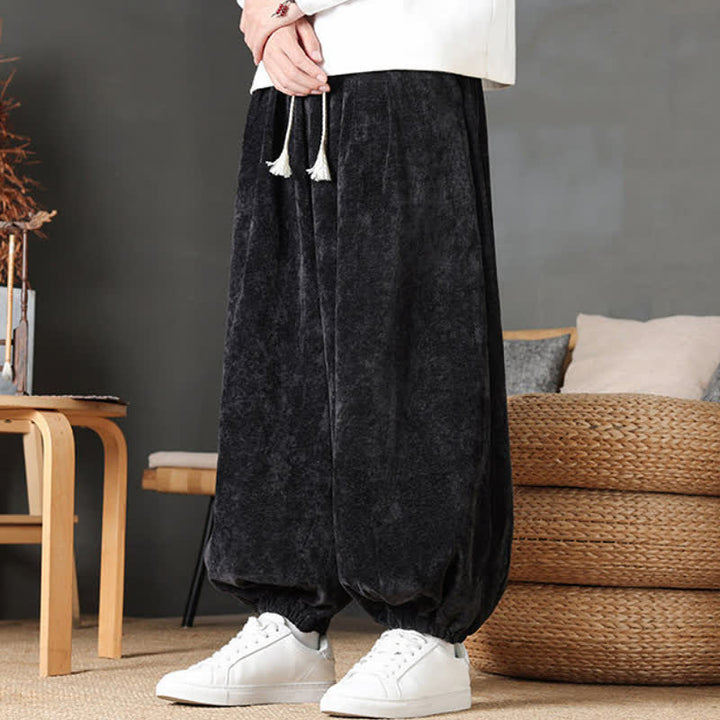 Buddha Stones Fall Winter Casual Vintage Drawstring Solid Ankle Pants Men's Straight Leg Pants With Pockets - image 13