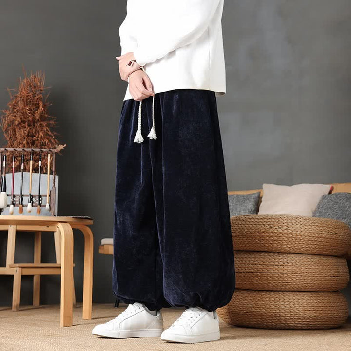 Buddha Stones Fall Winter Casual Vintage Drawstring Solid Ankle Pants Men's Straight Leg Pants With Pockets - image 17