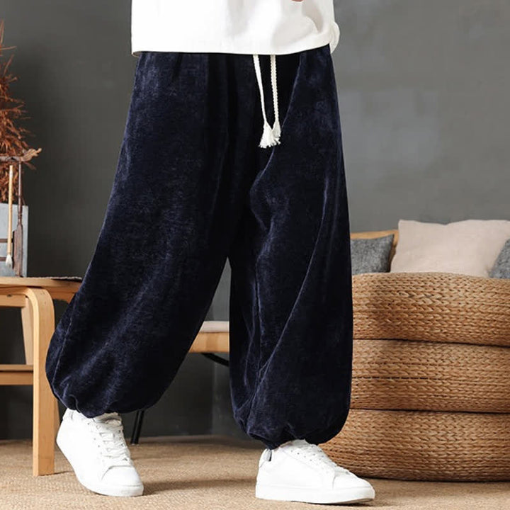 Buddha Stones Fall Winter Casual Vintage Drawstring Solid Ankle Pants Men's Straight Leg Pants With Pockets - image 31