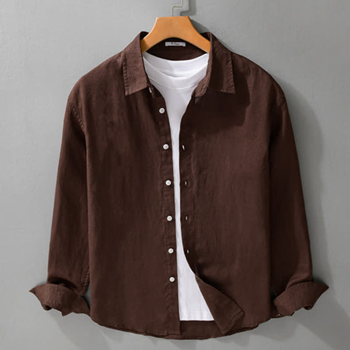 Buddha Stones Spring Fall Casual Minimalist Button-Up Solid Men's Long Sleeve Shirts - image 7
