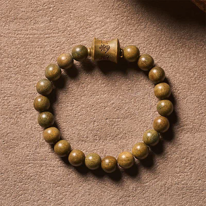 Buddha Stones Green Sandalwood Meditation Round Bead Bracelet - image 2
