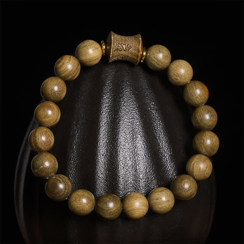 Buddha Stones Green Sandalwood Meditation Round Bead Bracelet - image 11