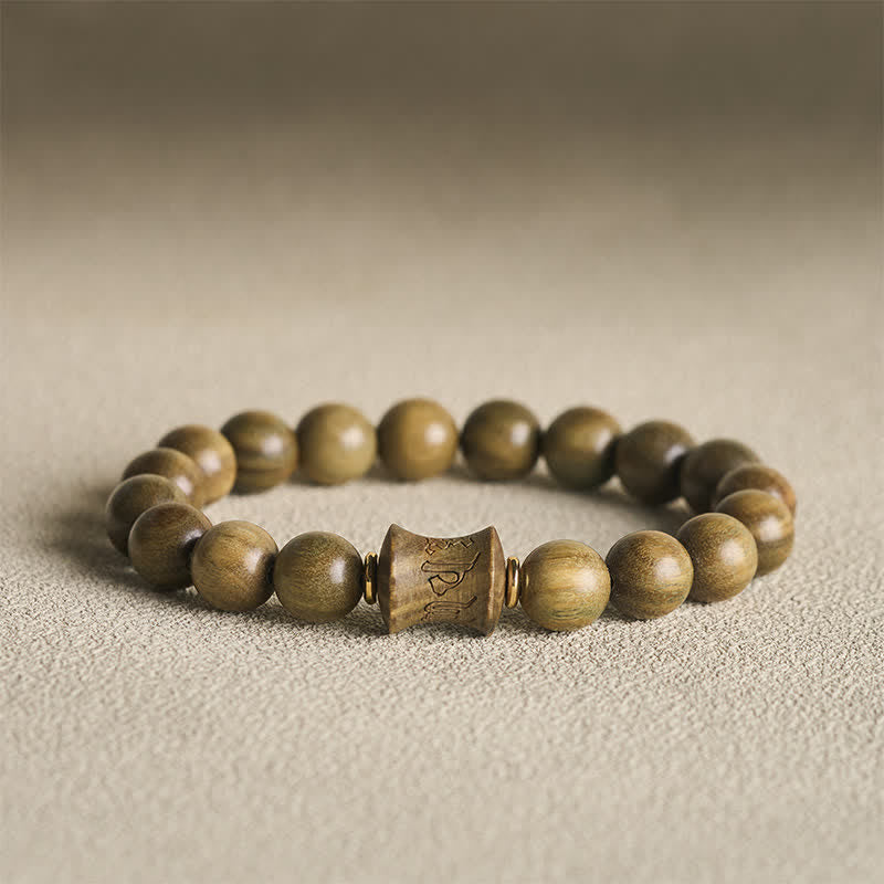Buddha Stones Green Sandalwood Meditation Round Bead Bracelet - 10mm - image 8