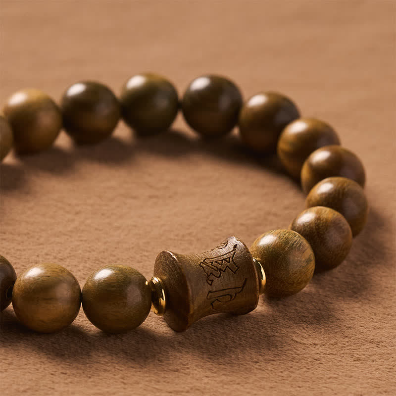 Buddha Stones Green Sandalwood Meditation Round Bead Bracelet - image 12